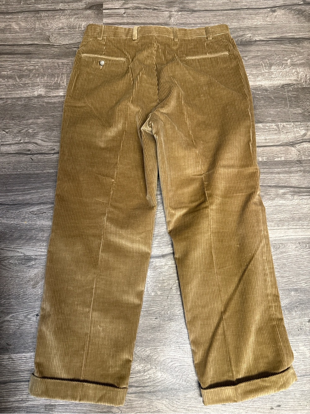 Brooks Brothers Men’s Corduroy Pants Size 36 Camel Tan Pleated Cuffed 100% Cotto - Picture 4 of 6